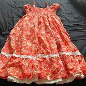 Haute Hippie Floral Coral and White Dress